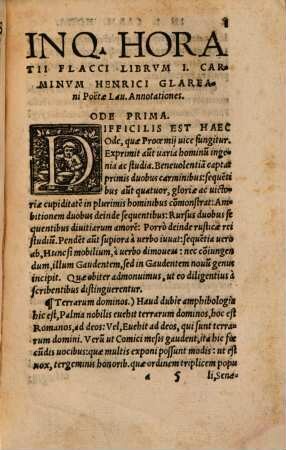 Q. Horatii Flacci Poemata Omnia : Adiecta sunt praeterea ubiq[ue] argumenta, & Carminum rationes ...