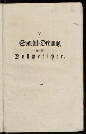 V. Sportul-Ordnung für die Dollmetscher