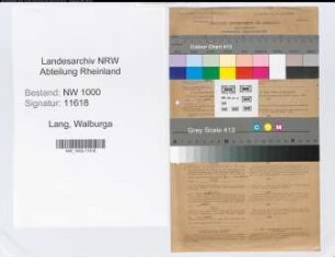 Entnazifizierung Walburga Lang, geb. 27.12.1913 (MTA)