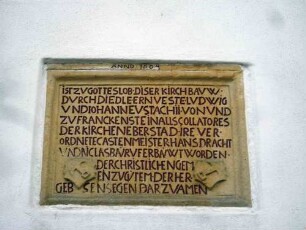 Eberstadt - Langhaus Traufseite Nord - Texttafel Erbauung Jahr 1604