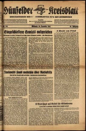 Ausgabe vom Mittwoch, den 30. Dezember 1942.