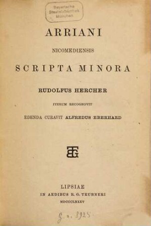 Arriani Nicomediensis scripta minora