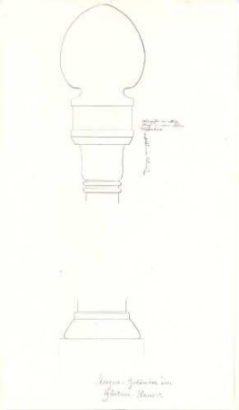 Gärtner, Friedrich von; Gärtnerhaus - Stange im Treppenhaus (Details); Treppen - Geländer (Detail)