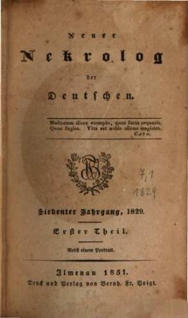 Neuer Nekrolog der Deutschen. 7,1, 7,1. 1829 (1831)