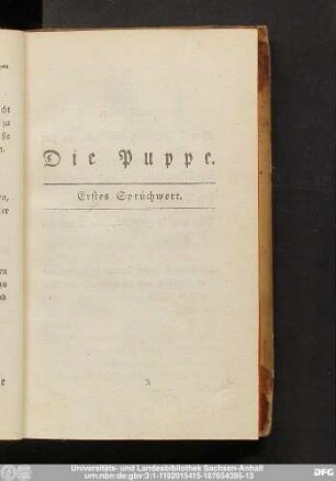 Die Puppe. Erstes Sprüchwort.