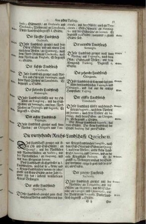 Die viertzehende Reichs-Landschafft Queiche u.