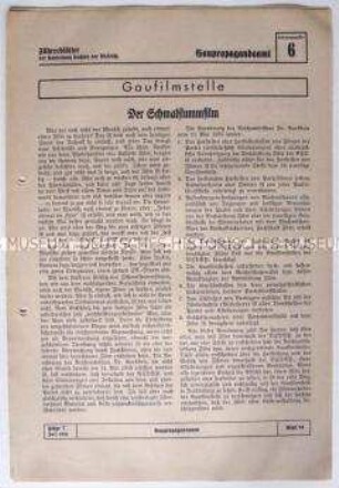 Informationsblatt der NSDAP-Gauleitung Sachsen (Gaupropagandaamt) über die Gaufilmstelle