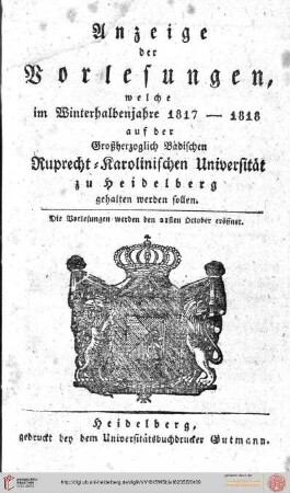 Wintersemester 1817/1818