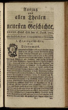 XXXXII. Stück. Cob. den 16. Octob. 1751.