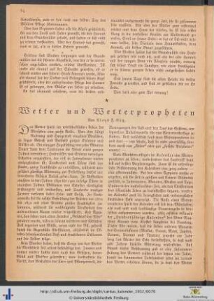 Wetter und Wetterpropheten.
