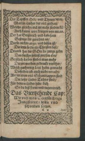 Das Viertzehende Cap: