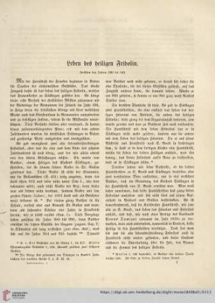 Leben des heiligen Fridolin