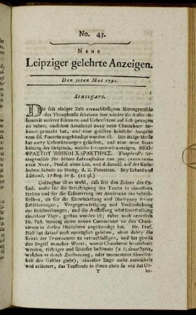 No. 43. Den 30ten Mai 1791.
