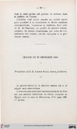 Séance du 27 décembre 1889