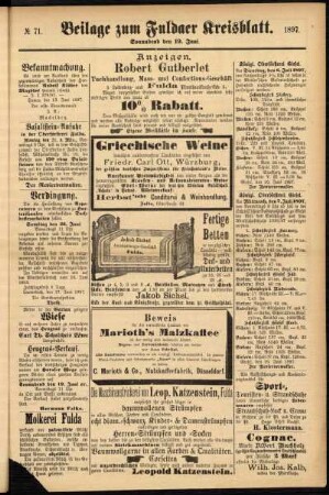 Zweite Ausgabe vom Samstag, den 19. Juni 1897.