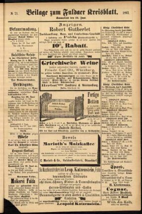 Zweite Ausgabe vom Samstag, den 19. Juni 1897.