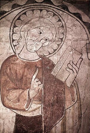Gruppe mit drei Aposteln, darunter der Evangelist Matthaeus