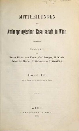 Mitteilungen der Anthropologischen Gesellschaft in Wien : MAG. 9. 1880