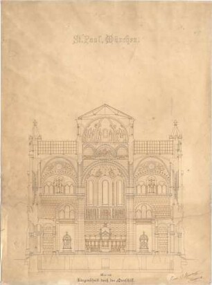 Beisbarth, C; München; St. Paul - Querschiff (Längsschnitt)