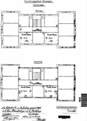 Schwaigern (Württ): Empfangsgebäude Verwaltungsgebäude Grundrisse 1.OG,DG