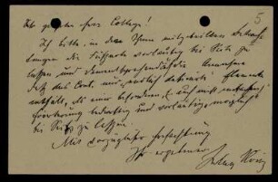 Nr. 5: Postkarte von Gyula König an David Hilbert, Budapest, 25.5.1905