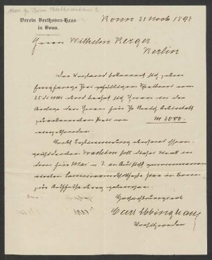 Brief an Wilhelm Berger : 28.11.1898