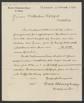 Brief an Wilhelm Berger : 28.11.1898