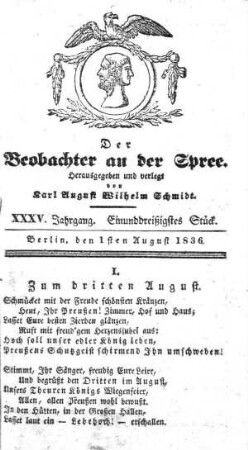 31. Stueck, 1. August 1836