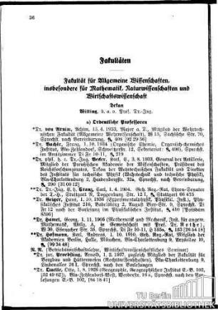 Mitglieder des Lehrkörpers sowie Dozenten und Assistenten der Fakultät: