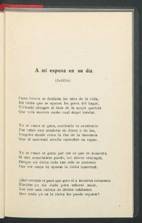 Para mi esposa en su día : (Inédita)
