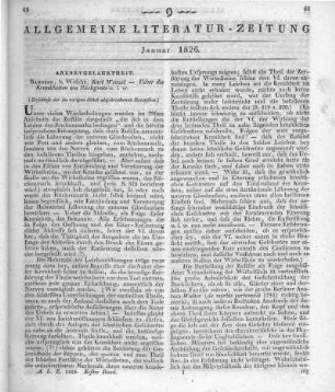 Wenzel, K.: Über die Krankheiten am Rückgrathe. Mit einer Einleitung, Inhaltsanzeige und Erklärung der acht Kupfertafeln. Bamberg: Wesché 1824 (Beschluss der im vorigen Stück abgebrochenen Recension.)
