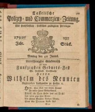 23tes Stück, Montag den 4ten Junius. 1792