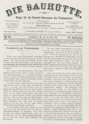 No. 26. Frankfurt a. M., den 29. Juni 1912. 55. Jahrgang.