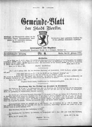 1921,8: Nr. 8, 20. Februar 1921