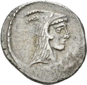 Denar des L. Papius Celsus mit Darstellung eines Wolfes und eines Adlers
