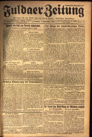 Ausgabe vom Samstag, den 04. September 1926.