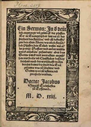 Ein Sermon, in dem deutlich angezeygt und gelert ist die Pfaffen Ee in evang. leer