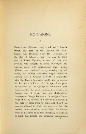 Montaigne and other essays chiefly biographical