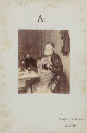 Gemälde von Mönch mit Krug in der Stube