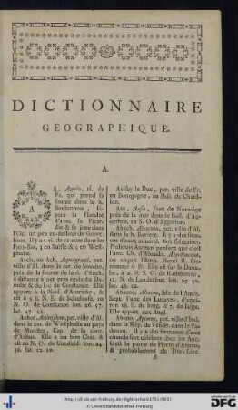 Dictionnaire Geographique.