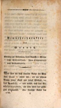 Der Mann : ein anthropologisches Charaktergemälde seines Geschlechts ; ein Gegenstück zu der Charakteristik des weiblichen Geschlechts, 2