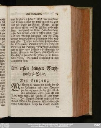 Am ersten heiligen Weyhnachts-Tage.