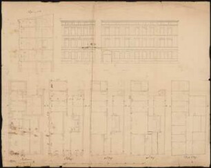 Mietshäuser Kleine Poststraße 1-4, Berlin: Grundrisse, Ansichten, Schnitt