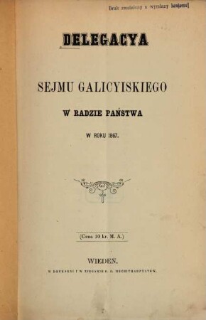 Delegacya Sejmu galicyiskiego w Radzie Państwa w roku 1867