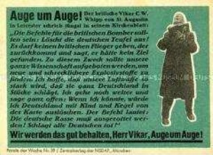 NS-Propagandazettel "Parole der Woche", Nr. 39, mit antibritischer Polemik