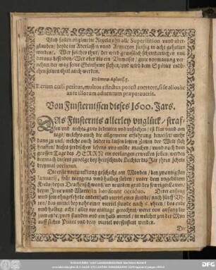 Von Finsternissen dieses 1600. Jars.