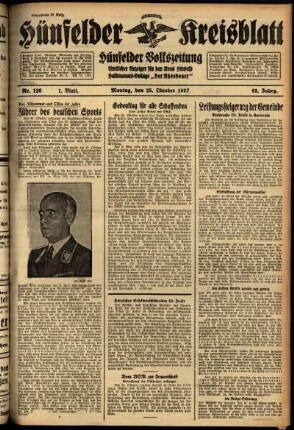 Erste Ausgabe vom Montag, den 25. Oktober 1937.