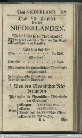 Das VII. Capitel. Von den Niederlanden