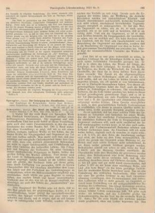185-187 [Rezension] Spengler, Oswald, Der Untergang des Abendlandes. Umrisse einer Morphologie der Weltgeschichte. 2. Bd.: Welthistorische Perspektiven