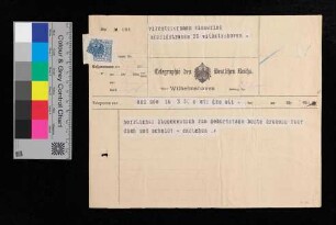 Telegramm an Vissering von Carlchen